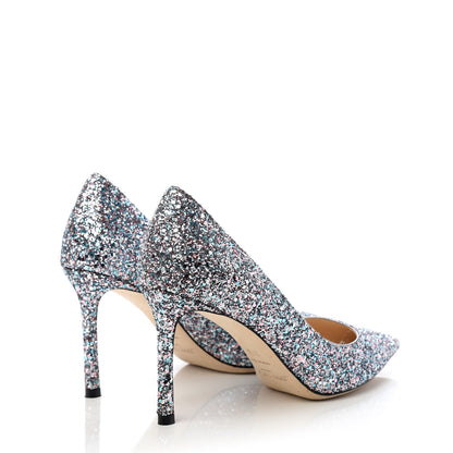 Jimmy Choo Glitter Pointy Toe Romy 85 Pumps 37.5 Bubblegum Mix 4 of 10