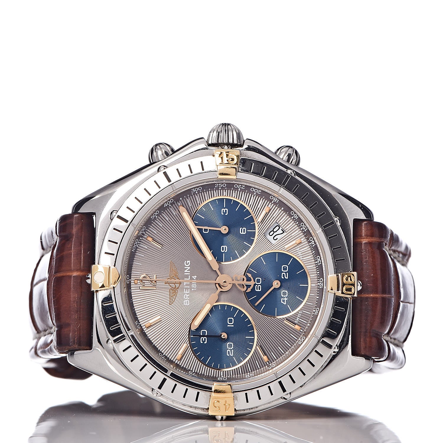 Breitling Stainless Steel Alligator 37mm Windrider Sextant Chronograph Quartz Watch Grey B55046 3 of 8