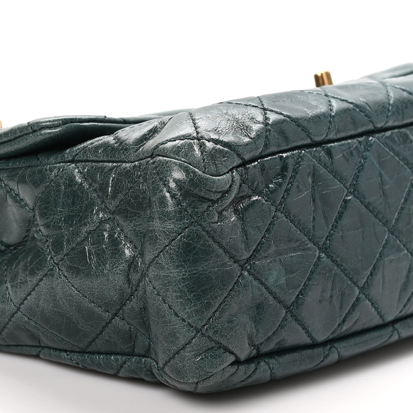 Glazed Calfskin Castle Rock Medium Flap Green