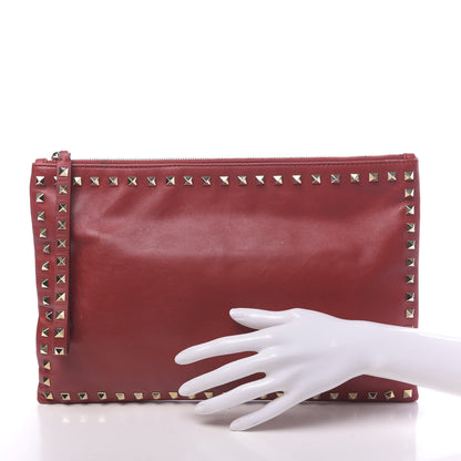 Valentino Garavani Vitello Large Rockstud Zip Wristlet Pouch Rosso Valentino 2 of 15