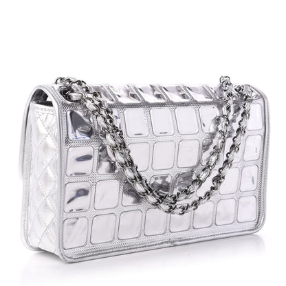 Chanel Vinyl Large Ice Cube Flap Silver 4 of 13