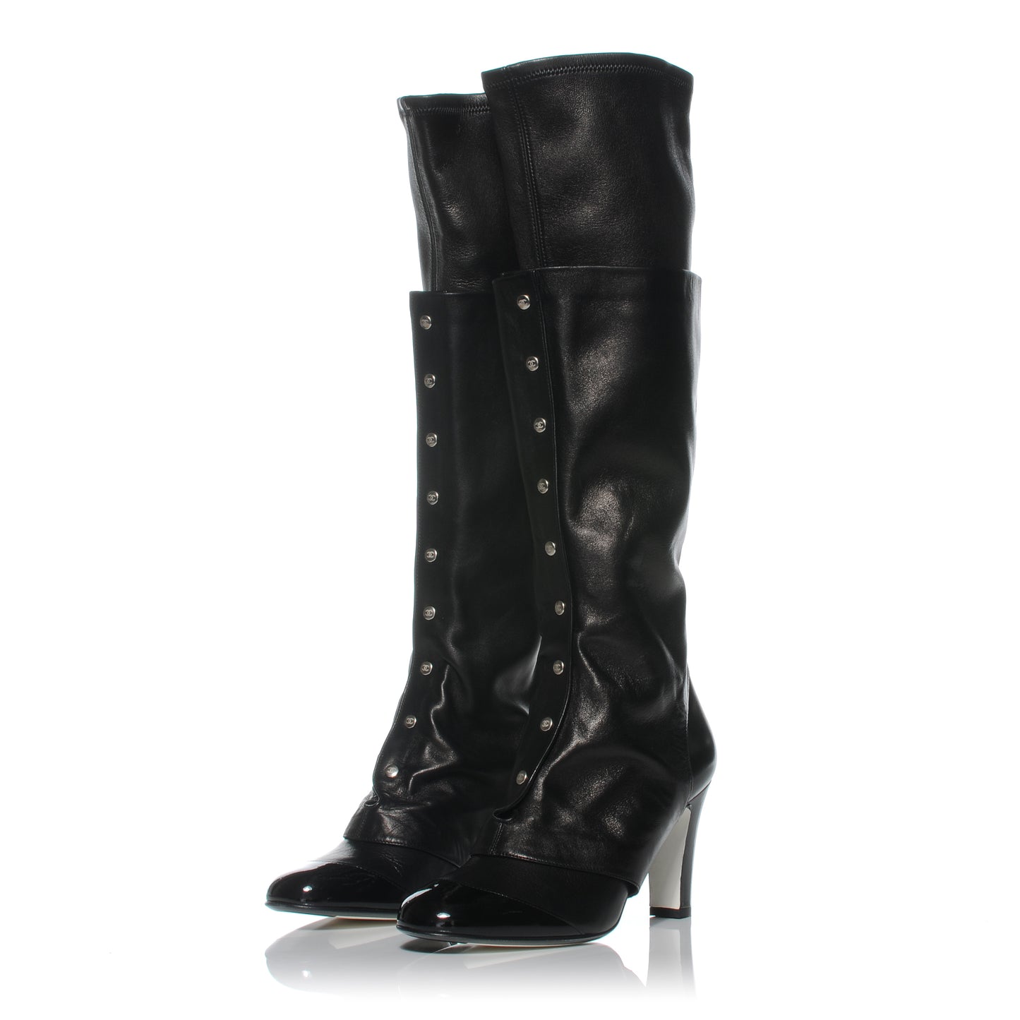 Leather Equestrian Tall Boots 39.5 Black