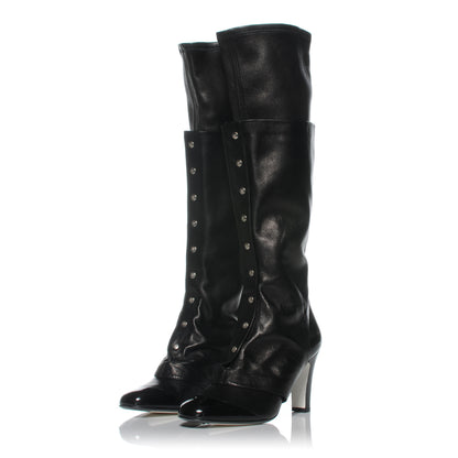 Chanel Leather Equestrian Tall Boots 39.5 Black 2 of 8