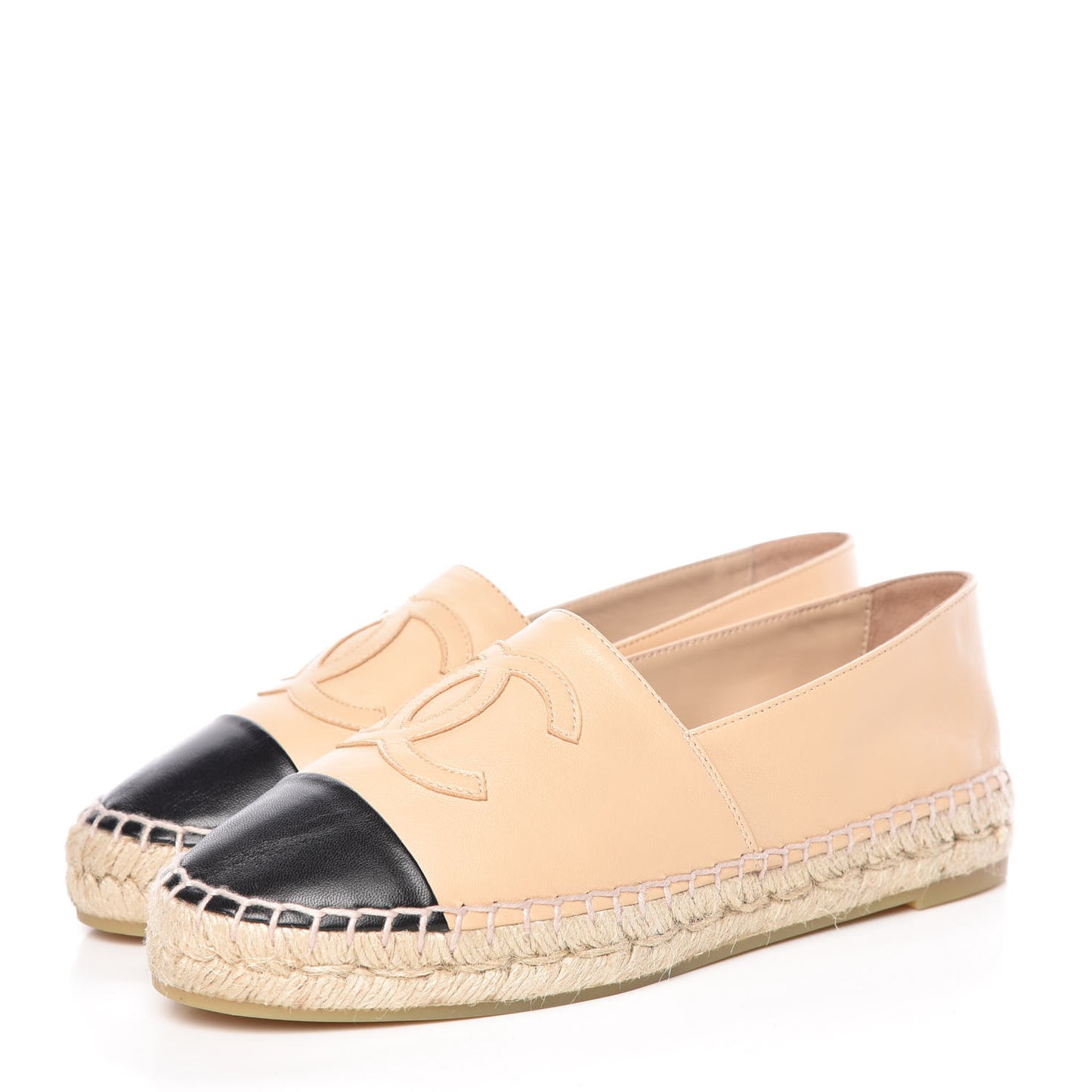 Lambskin CC Espadrilles 36 Beige Black