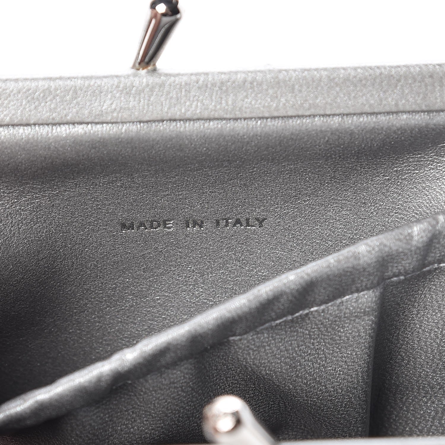 Chanel Lambskin CC Kiss Lock Evening Clutch Grey 7 of 10