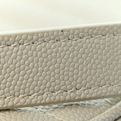 Saint Laurent Grain De Poudre Matelasse Chevron Quilted Round Vinyle Camera Bag Crema Soft 13 of 14
