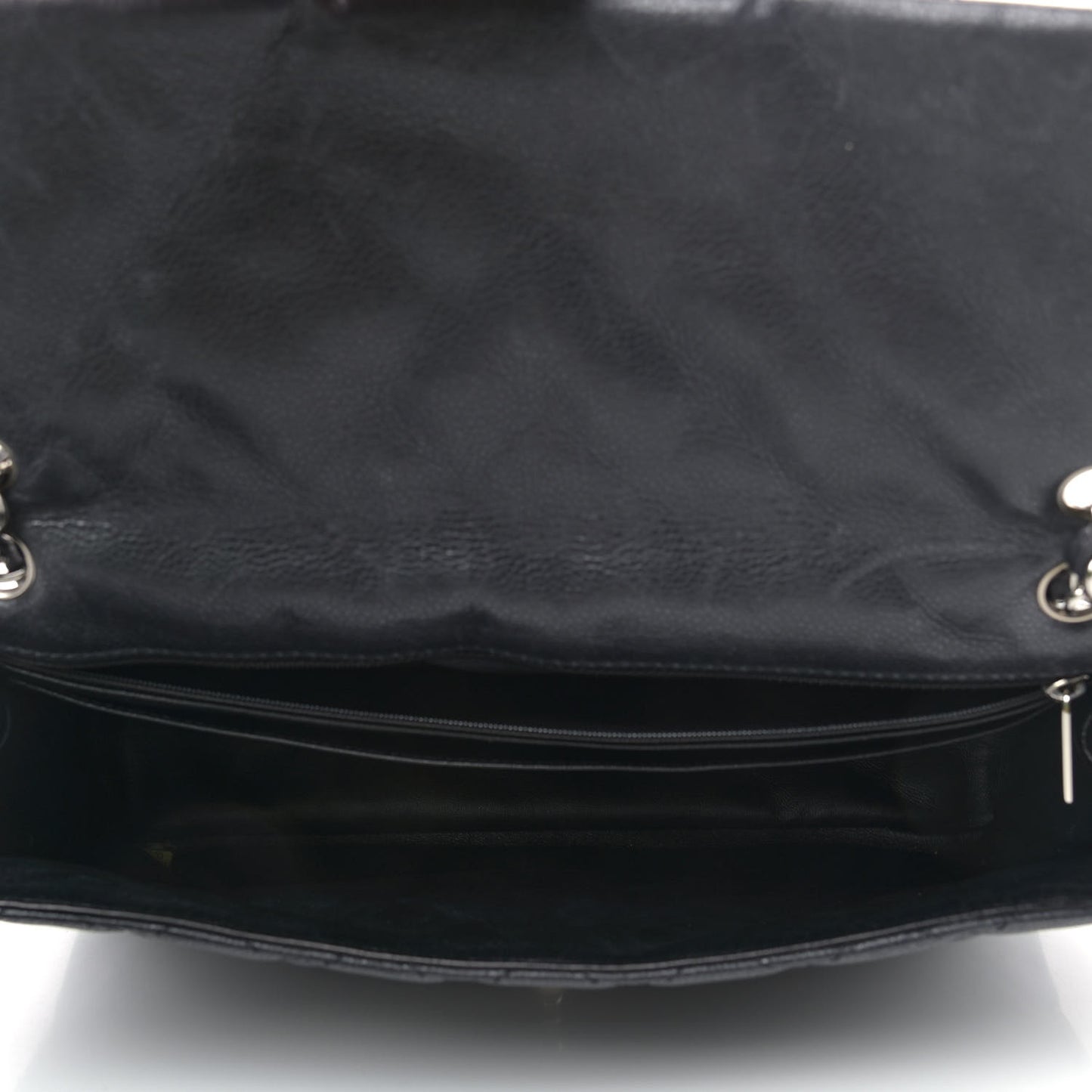 Washed Caviar Quilted Maxi Single Flap Black