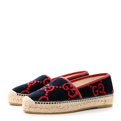 Gucci Terry Cloth GG Monogram Espadrilles 37 Blue Red 3 of 8