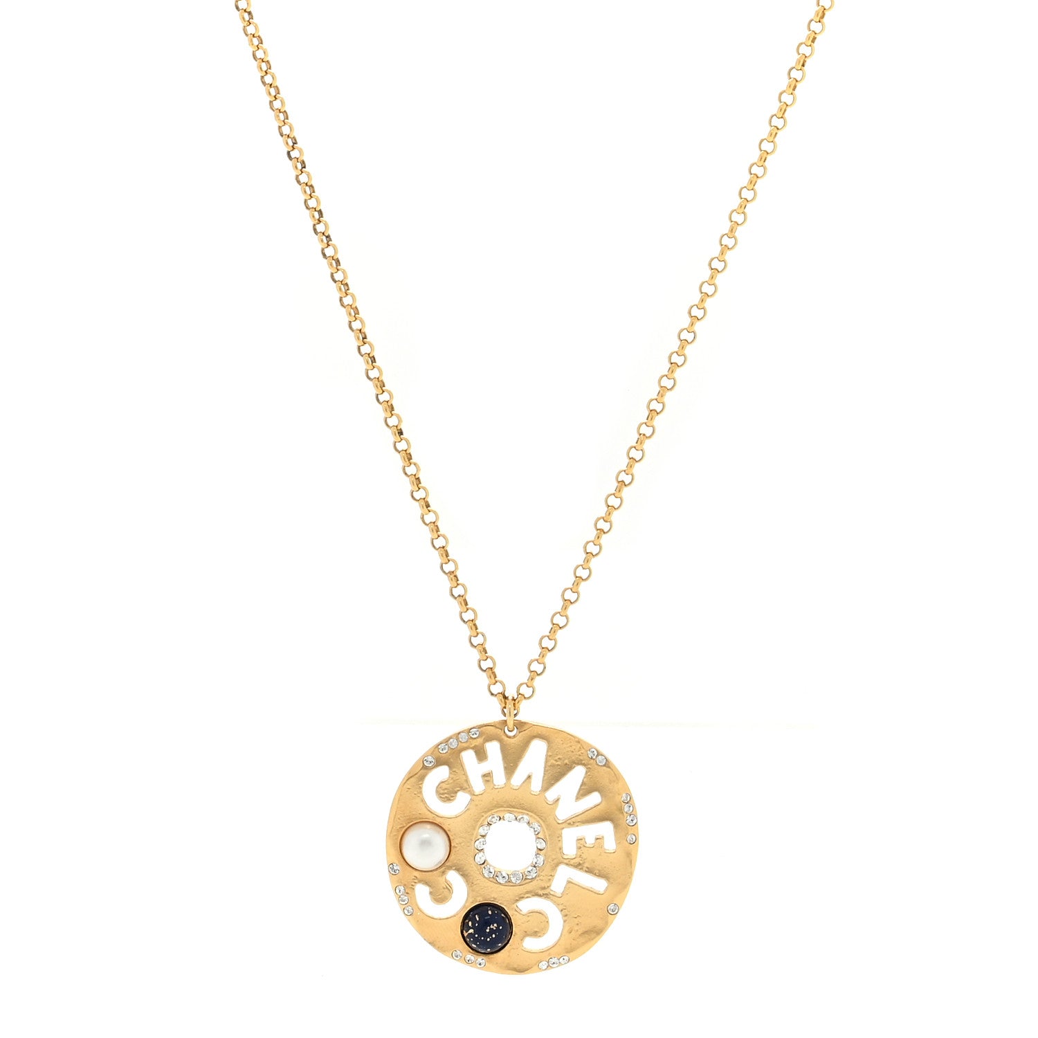 Chanel Crystal Pearl Papyrus Necklace Gold 1 of 4
