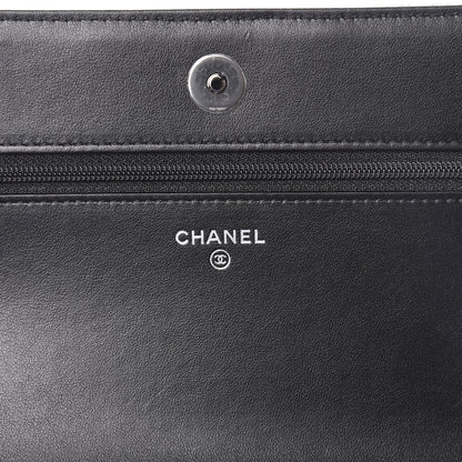 Chanel Glazed Calfskin Calfskin Quilted Boy Wallet On Chain WOC Black 6 of 12