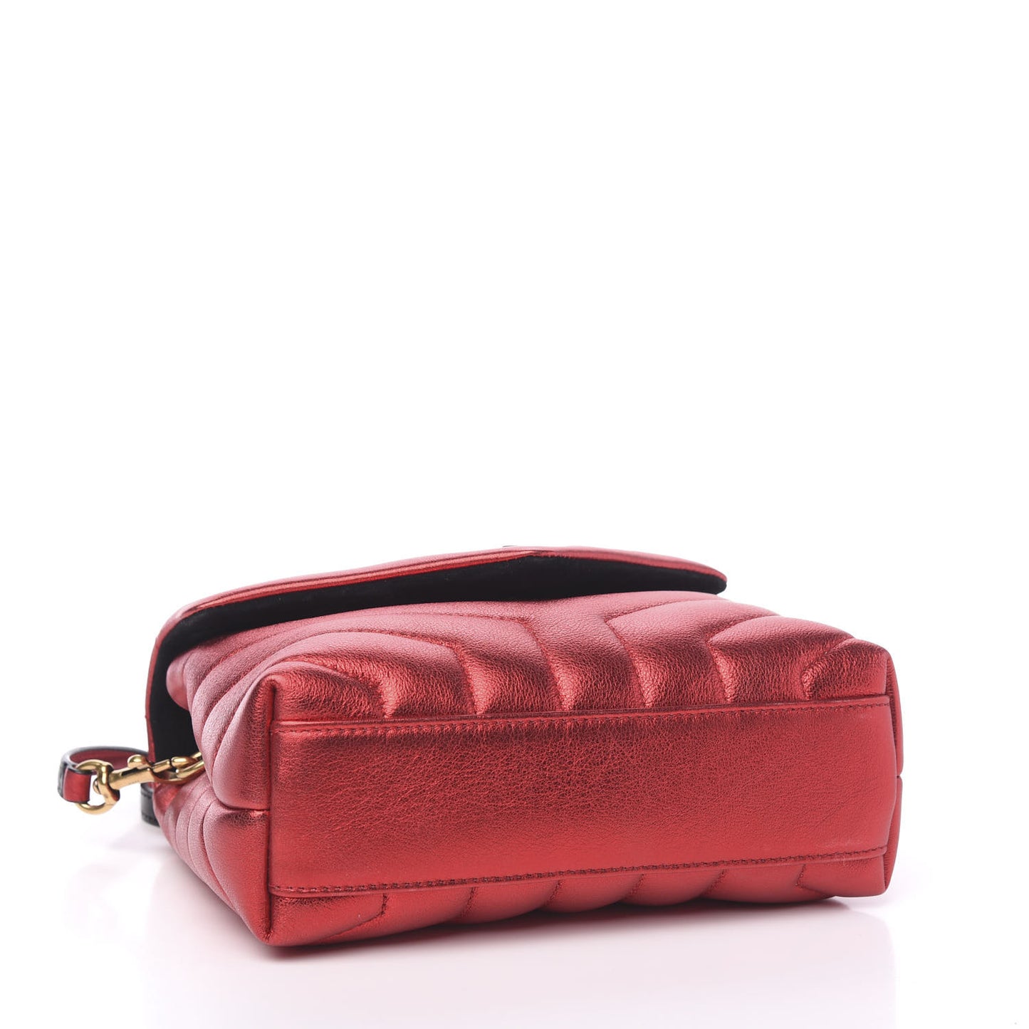 Metallic Calfskin Matelasse Toy Loulou Monogram Chain Satchel Red