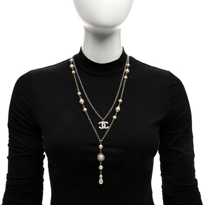 Chanel Crystal Pearl Pearls Coronation CC Layered Necklace Gold 2 of 4