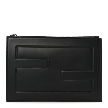 Fendi Vitello Cover Grande Baguette Pouch Black Palladio 1 of 8