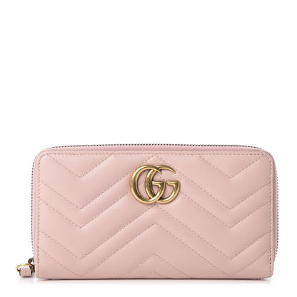 Gucci Calfskin Matelasse GG Marmont Zip Around Wallet Perfect Pink 1 of 9