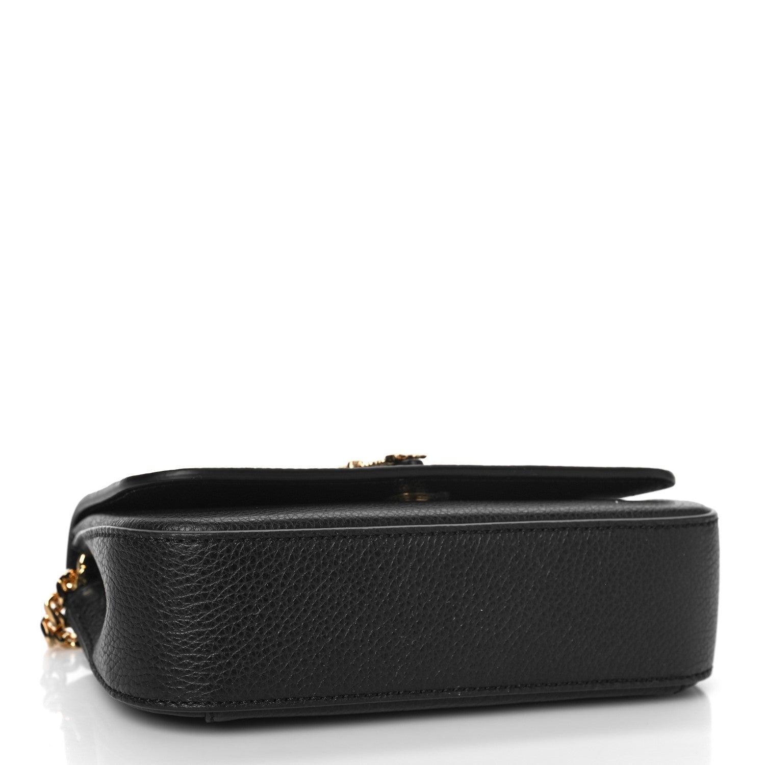 Versace Grainy Calfskin Virtus V Mini Wallet Chain Crossbody Black 4 of 8