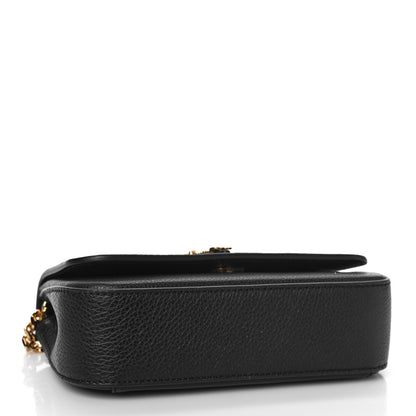 Versace Grainy Calfskin Virtus V Mini Wallet Chain Crossbody Black 4 of 8