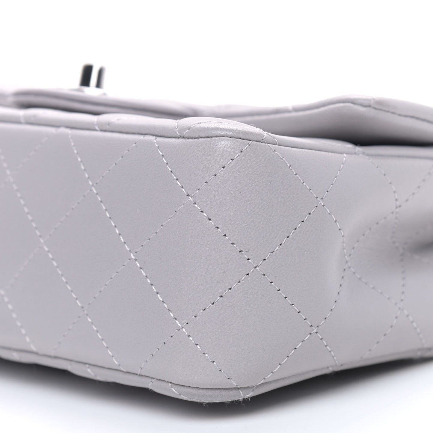 Lambskin Quilted Mini Rectangular Flap Grey