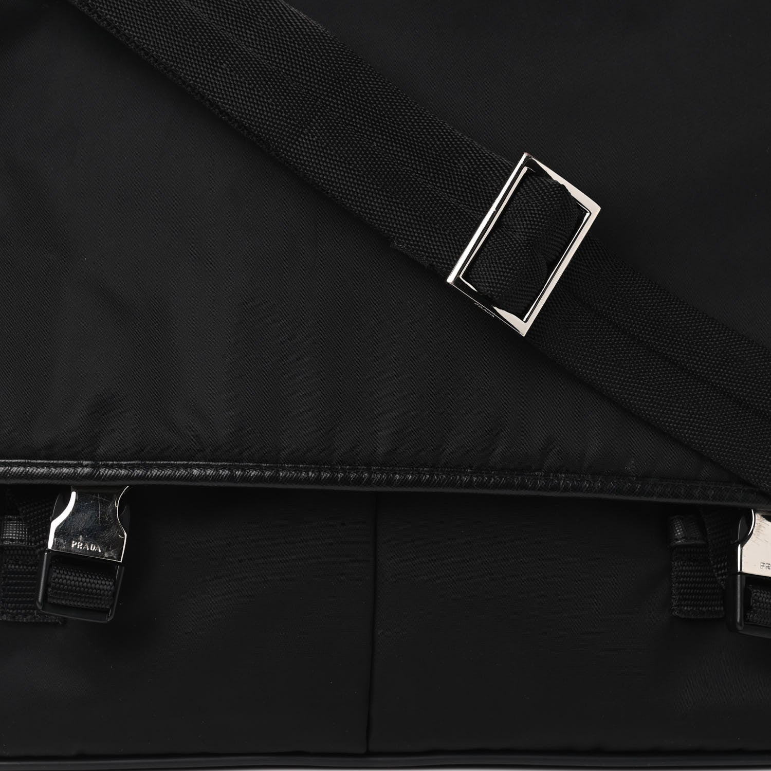 Prada Tessuto Nylon Saffiano Logo Messenger Bag Black 6 of 8