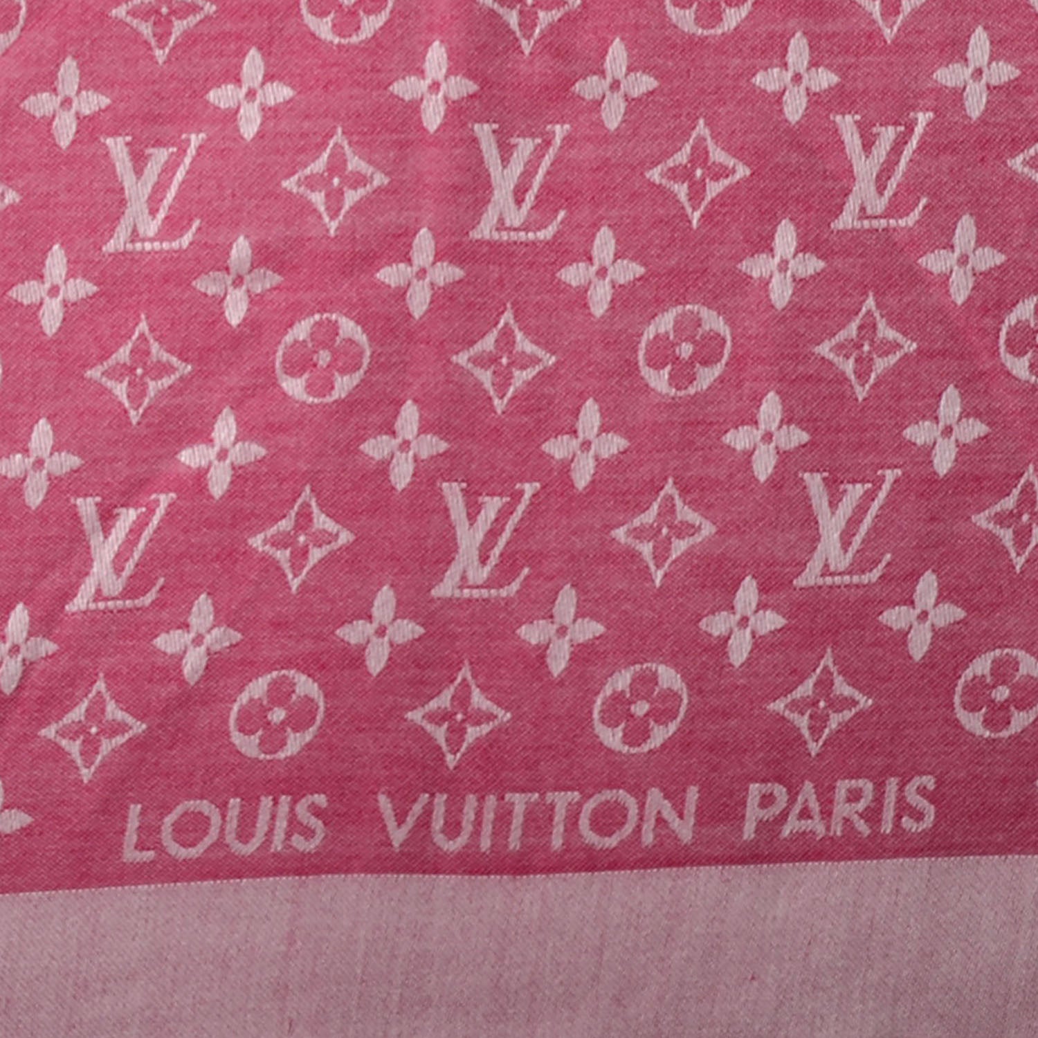 Louis Vuitton Silk Wool Monogram Denim Shawl Pivoine 4 of 5