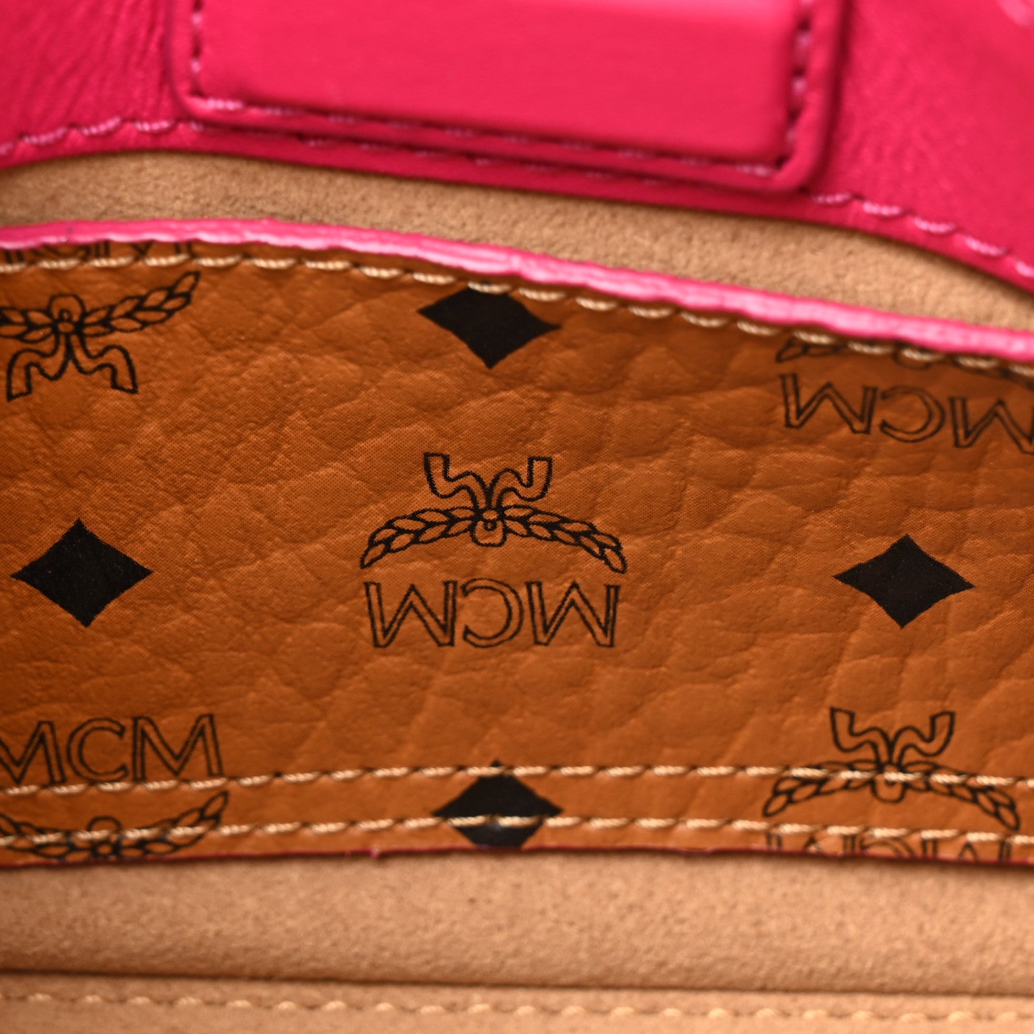 MCM Grained Calfskin X-Mini Milla Tote Beetroot Pink 7 of 10