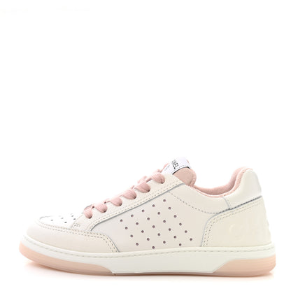Chanel Grained Calfskin Fabric Womens Logo Sneakers 36 White Light Pink 1 of 8