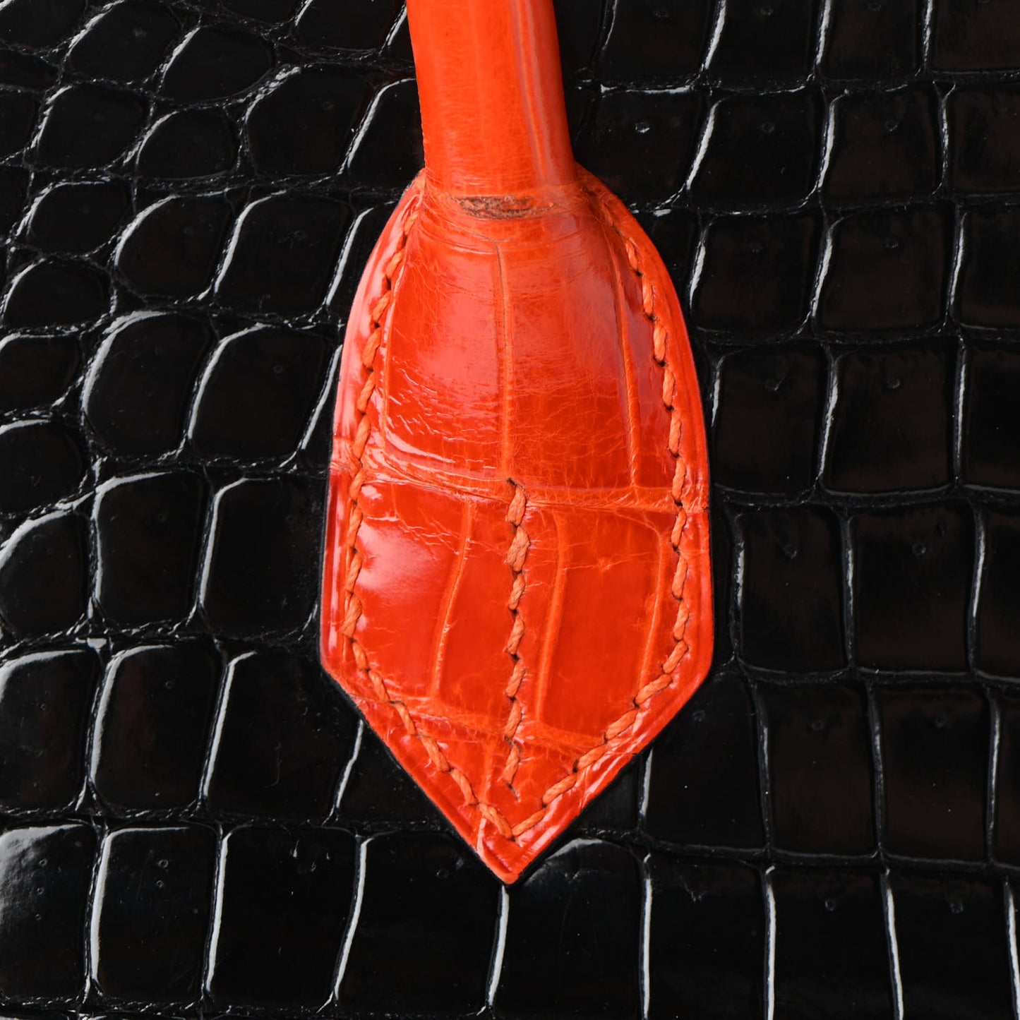 Shiny Porosus Crocodile Birkin 35 Black Orange