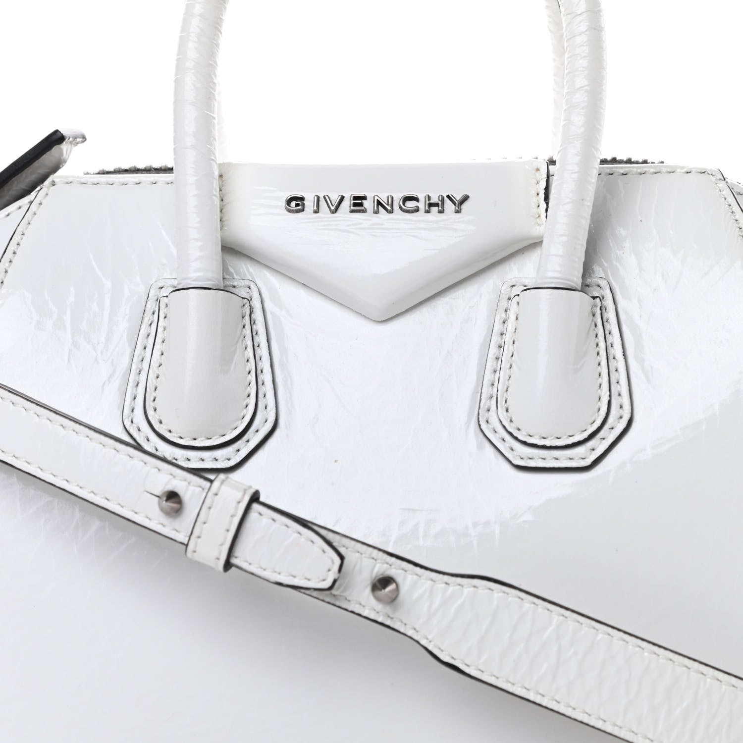 Givenchy Crinkled Patent Calfskin Mini Antigona White 8 of 16