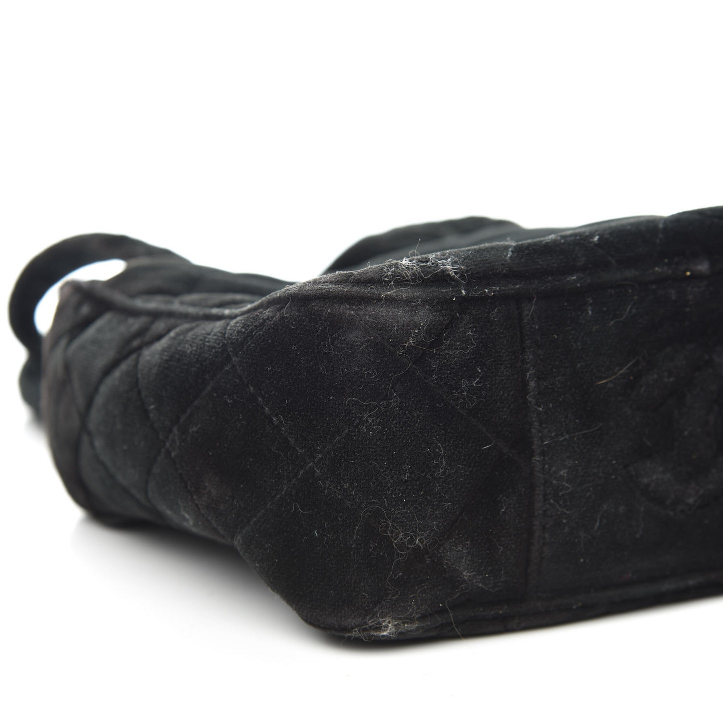 Velvet Quilted Top Handle Bag Black