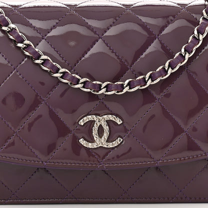 Chanel Patent Quilted Brilliant Wallet On Chain WOC Violet 9 of 13