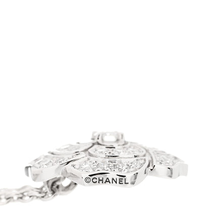 Chanel 18K White Gold Diamond Bouton de Camelia Pendant Necklace 3 of 5