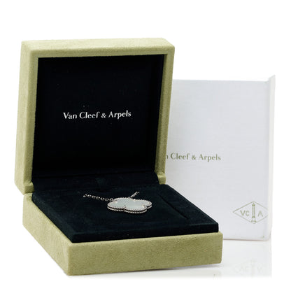 Van Cleef & Arpels 18K White Gold Mother of Pearl Magic Alhambra Pendant Necklace 6 of 6