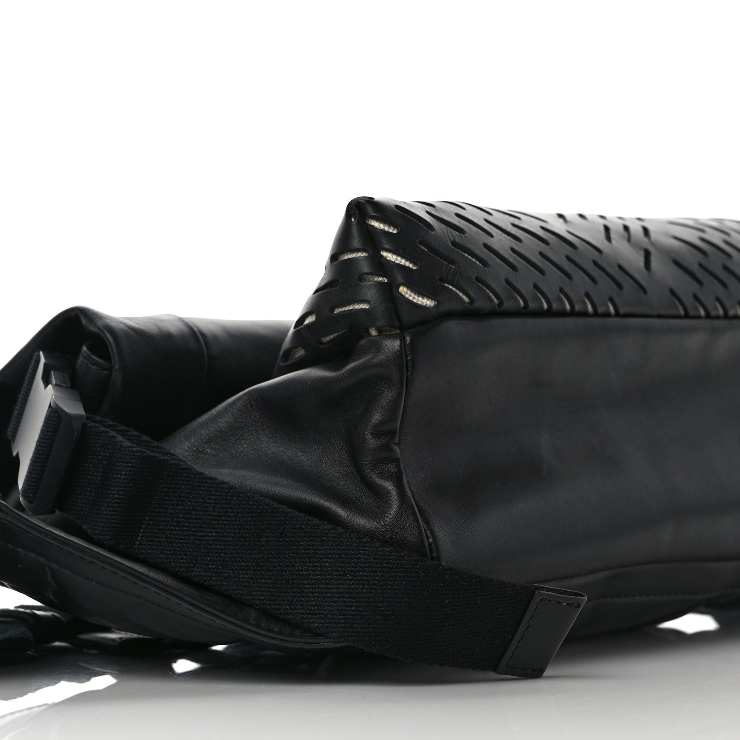 Bottega Veneta Perforated Calfskin Quilted Belt Bag Black 6 of 9