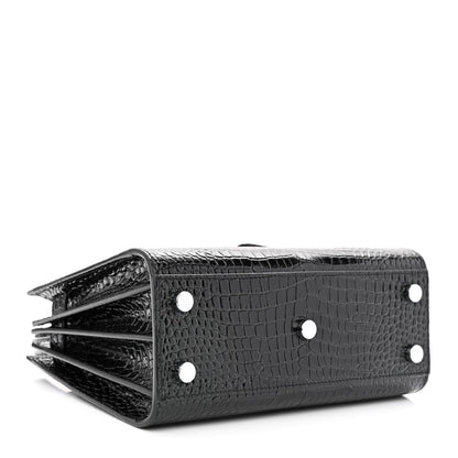 Saint Laurent Calfskin Crocodile Embossed Nano Sac De Jour Black 4 of 13