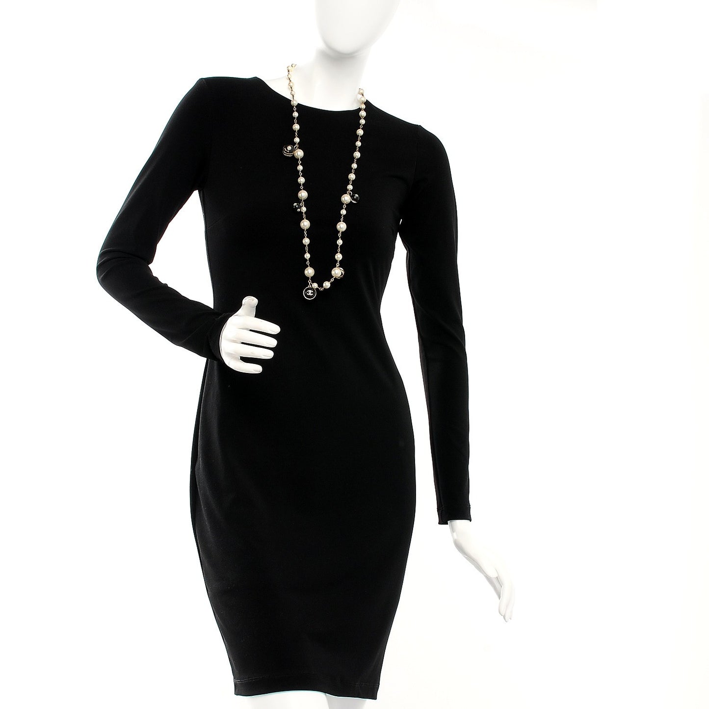 Pearl Crystal CC Beaded Long Necklace Gold