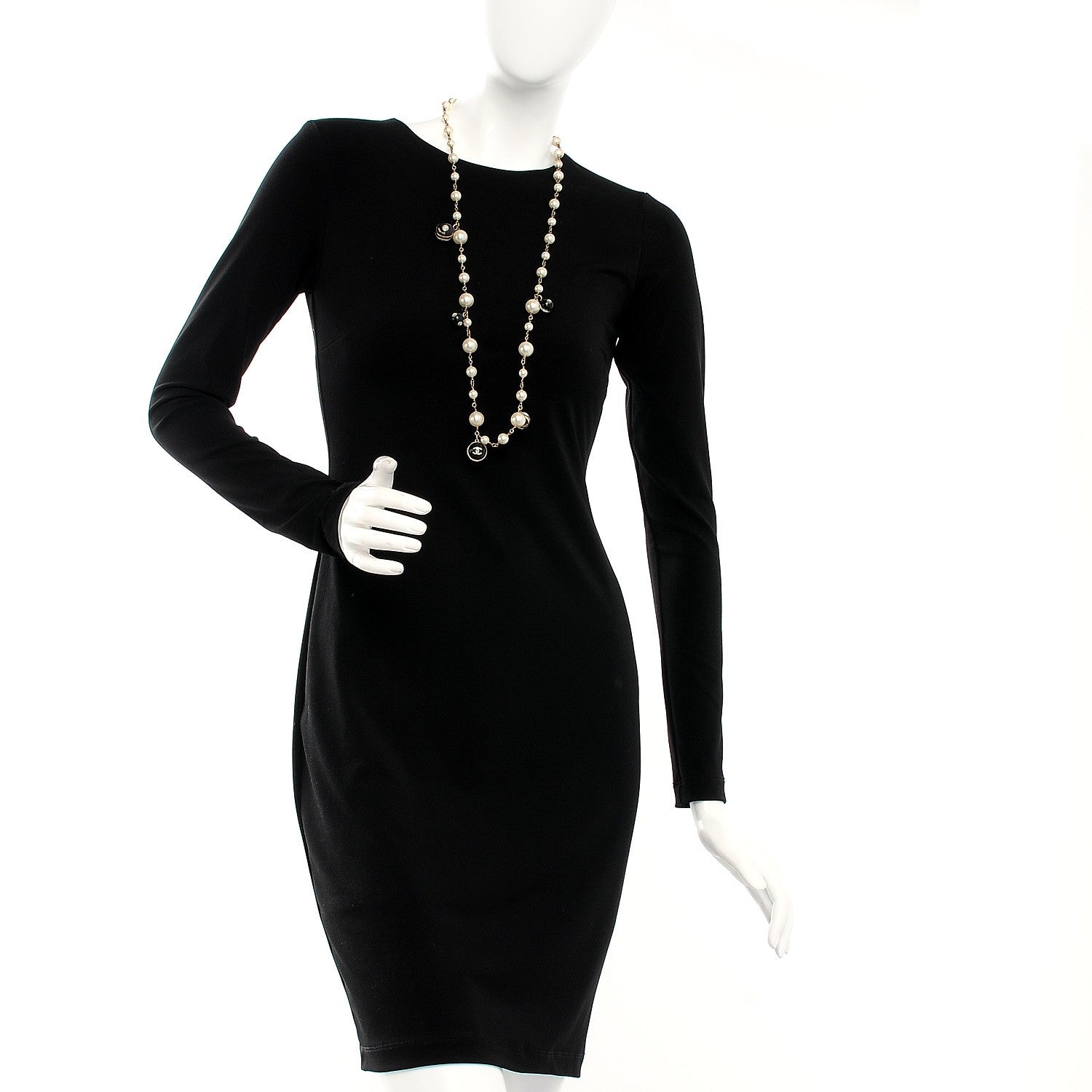 Chanel Pearl Crystal CC Beaded Long Necklace Gold 2 of 6