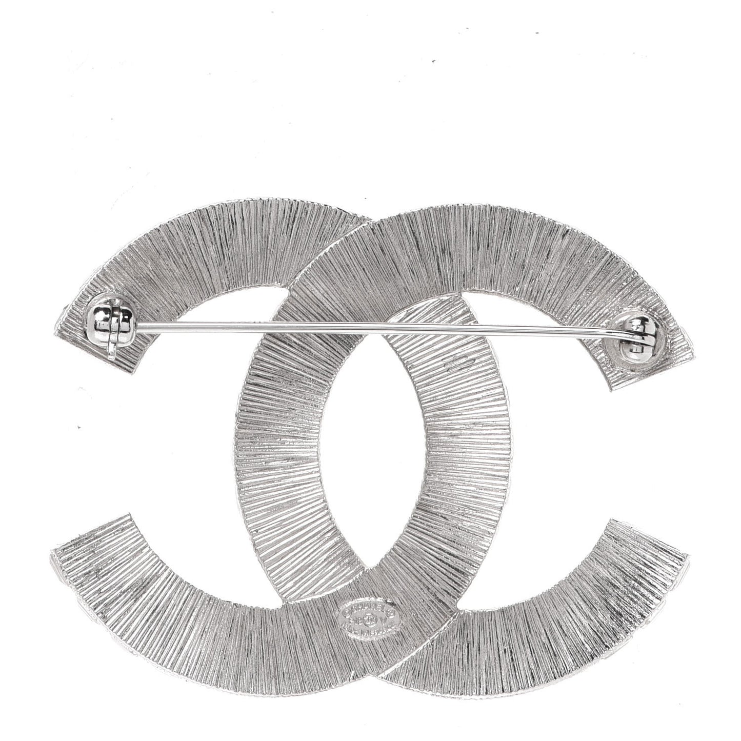 Baguette Crystal CC Brooch Silver