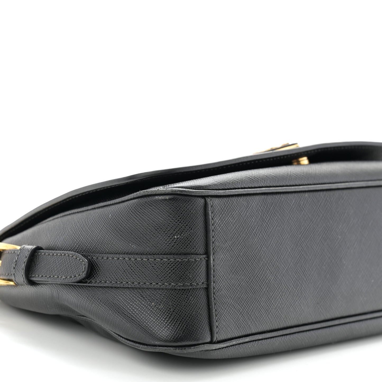 Saffiano Flap Shoulder Bag Black