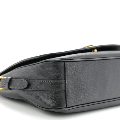 Prada Saffiano Flap Shoulder Bag Black 10 of 17