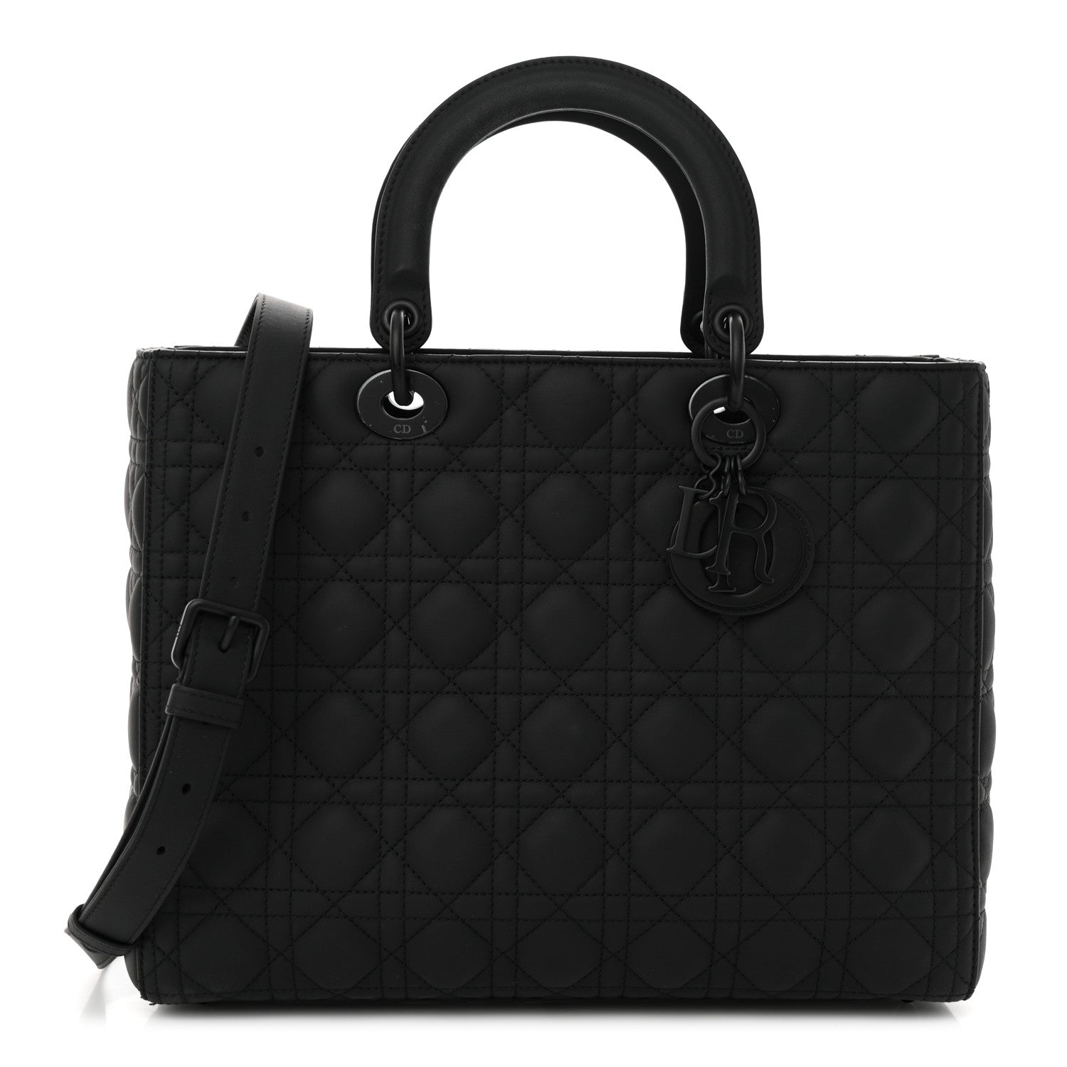 Christian Dior Ultra Matte Calfskin Cannage Large Lady Dior Black 1 of 12