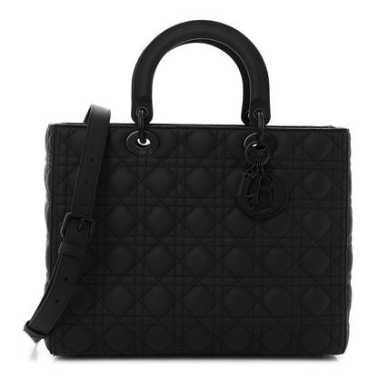 Christian Dior Ultra Matte Calfskin Cannage Large Lady Dior Black 1 of 12