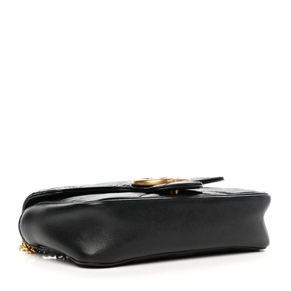 Gucci Calfskin Matelasse Super Mini GG Marmont Shoulder Bag Black 4 of 10