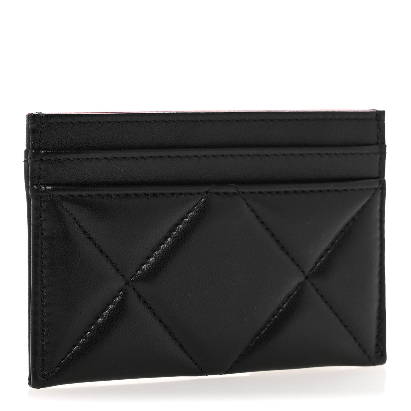 Lambskin Quilted Chanel 19 Card Holder Black