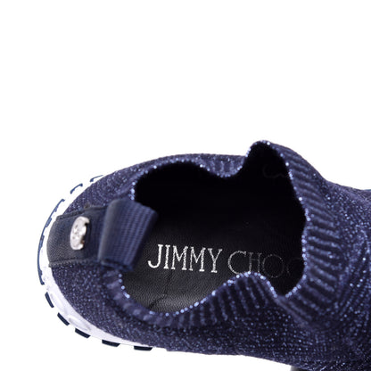 Jimmy Choo Lurex Knit Norway Sneakers 36.5 Navy 7 of 8