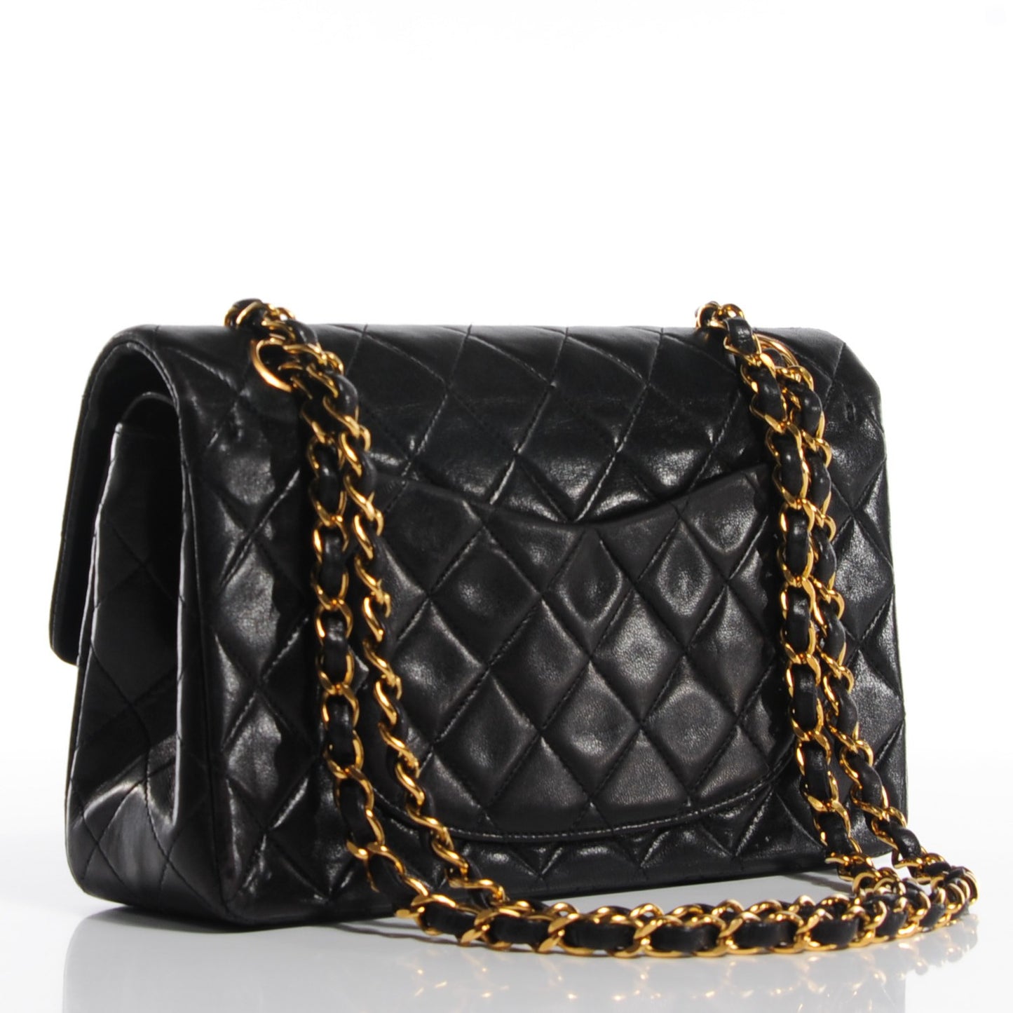 Lambskin Quilted Small Double Flap Black