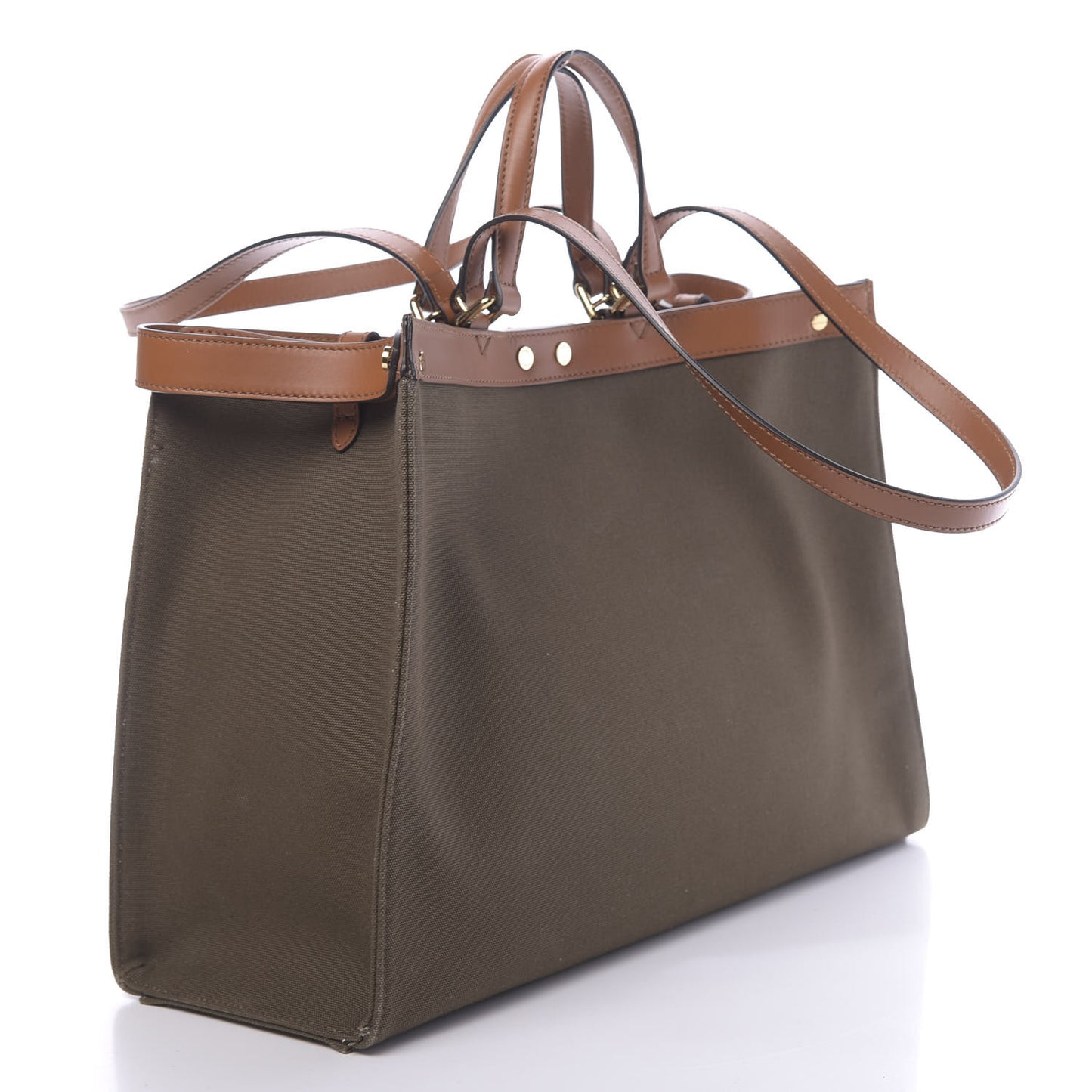 Canvas Vitello King FF Embroidered Medium Peekaboo X-Tote Amazzonia Cuoio