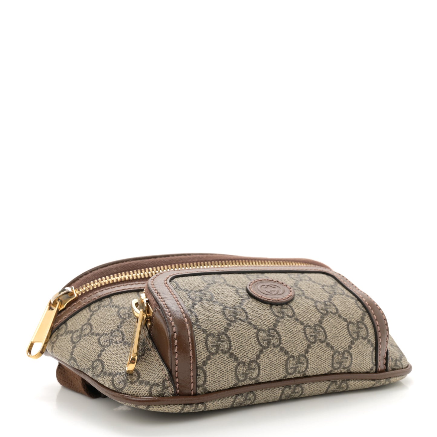 GG Supreme Monogram Textured Calfskin Retro Interlocking G Belt Bag Beige Ebony Brown Sugar