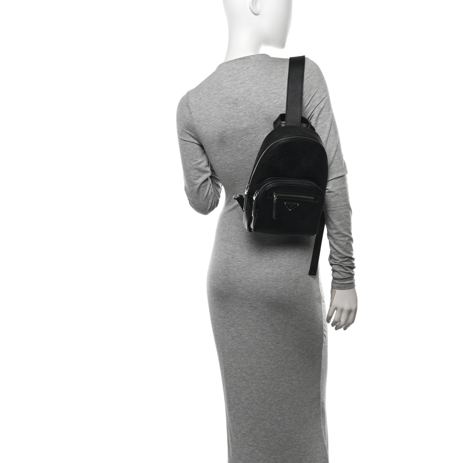 Prada Saffiano Sling Backpack Black 3 of 11