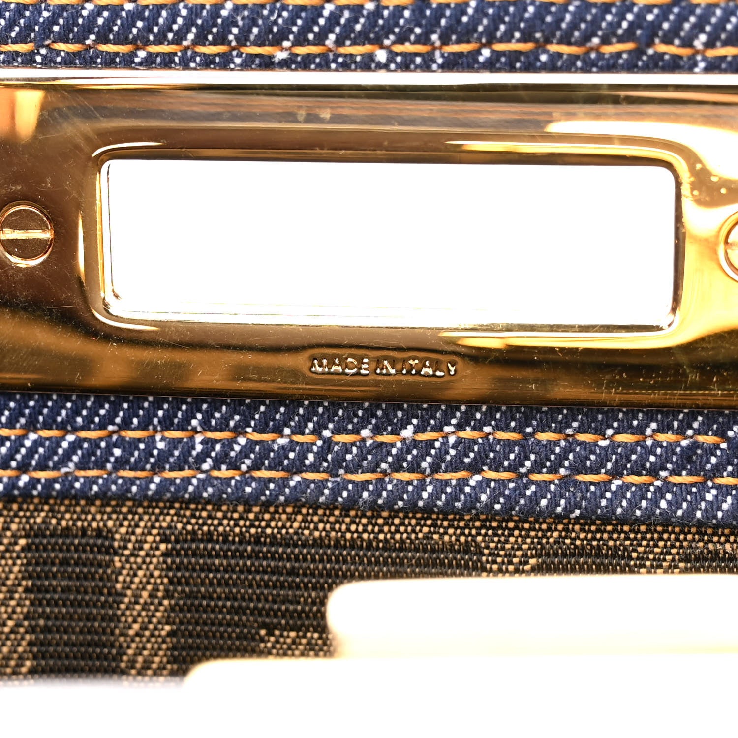 Fendi Denim Fabric Jacquard Cuoio FF 1974 Medium Peekaboo I SEE U Satchel Blue Tobacco Moro 10 of 11