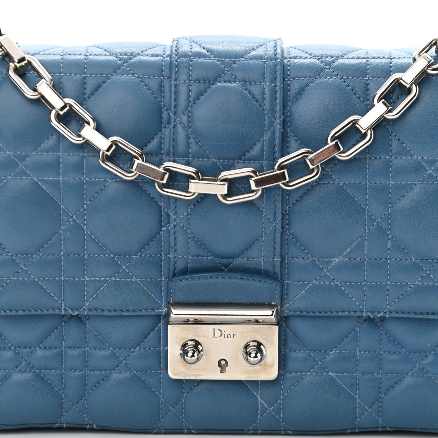 Lambskin Cannage Medium Miss Dior Flap Blue