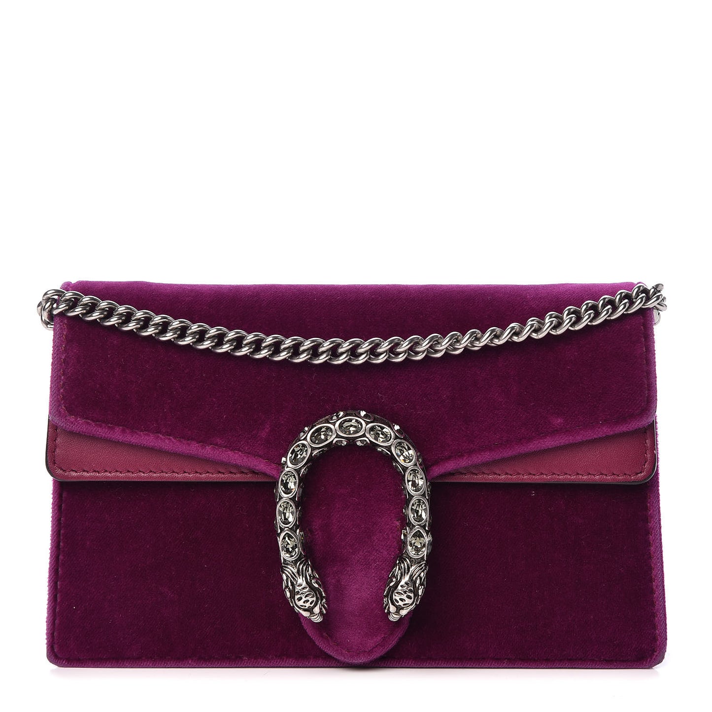 Velvet Super Mini Dionysus Shoulder Bag Fuchsia Violet Cyclamen